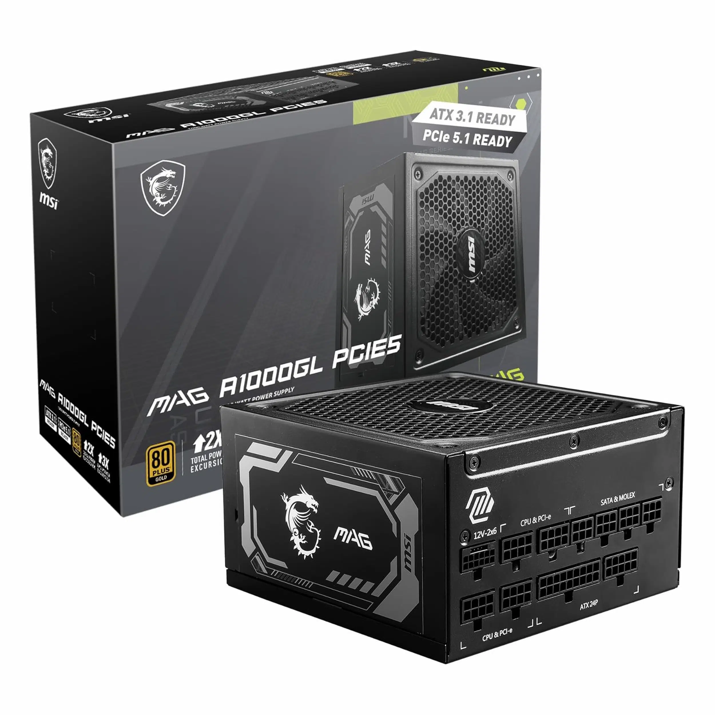 MSI MAG A1000GL PCIE5 II 1000W 80+ Altın Modüler Güç Kaynağı