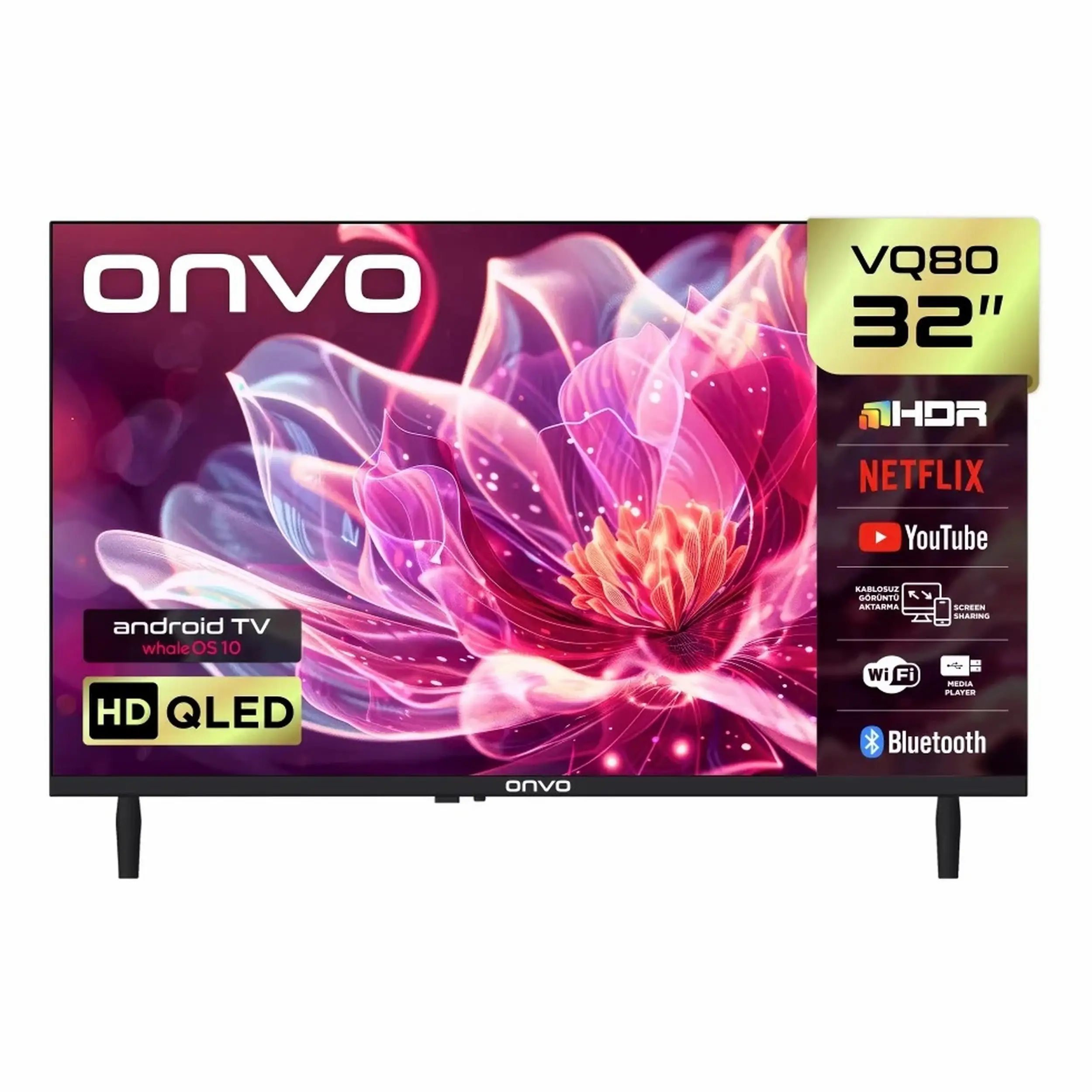 Onvo 32VQ80F2HA 32" 80Cm HD Uydu Alıcılı whaleOS Smart QLED TV
